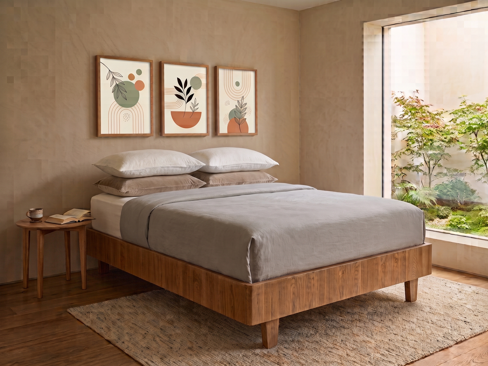Base Cama en Roble Natural