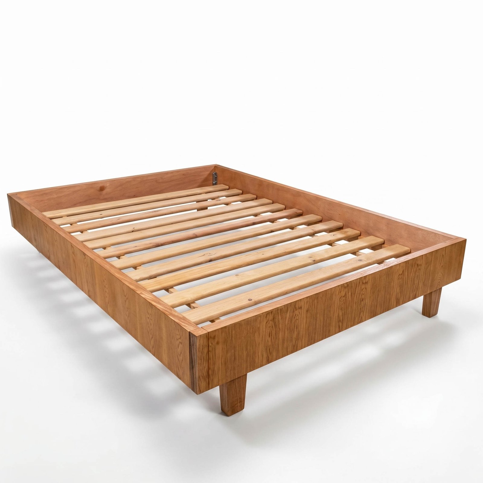 Base cama de roble sólido minimalista para habitaciones de lujo en Bogotá Colombia