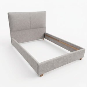 Cama Segovia completa en madera natural flor morado para habitaciones minimalistas en Bogotá