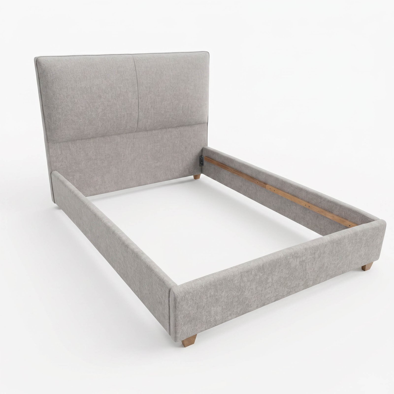 Cama Segovia completa en madera natural flor morado para habitaciones minimalistas en Bogotá