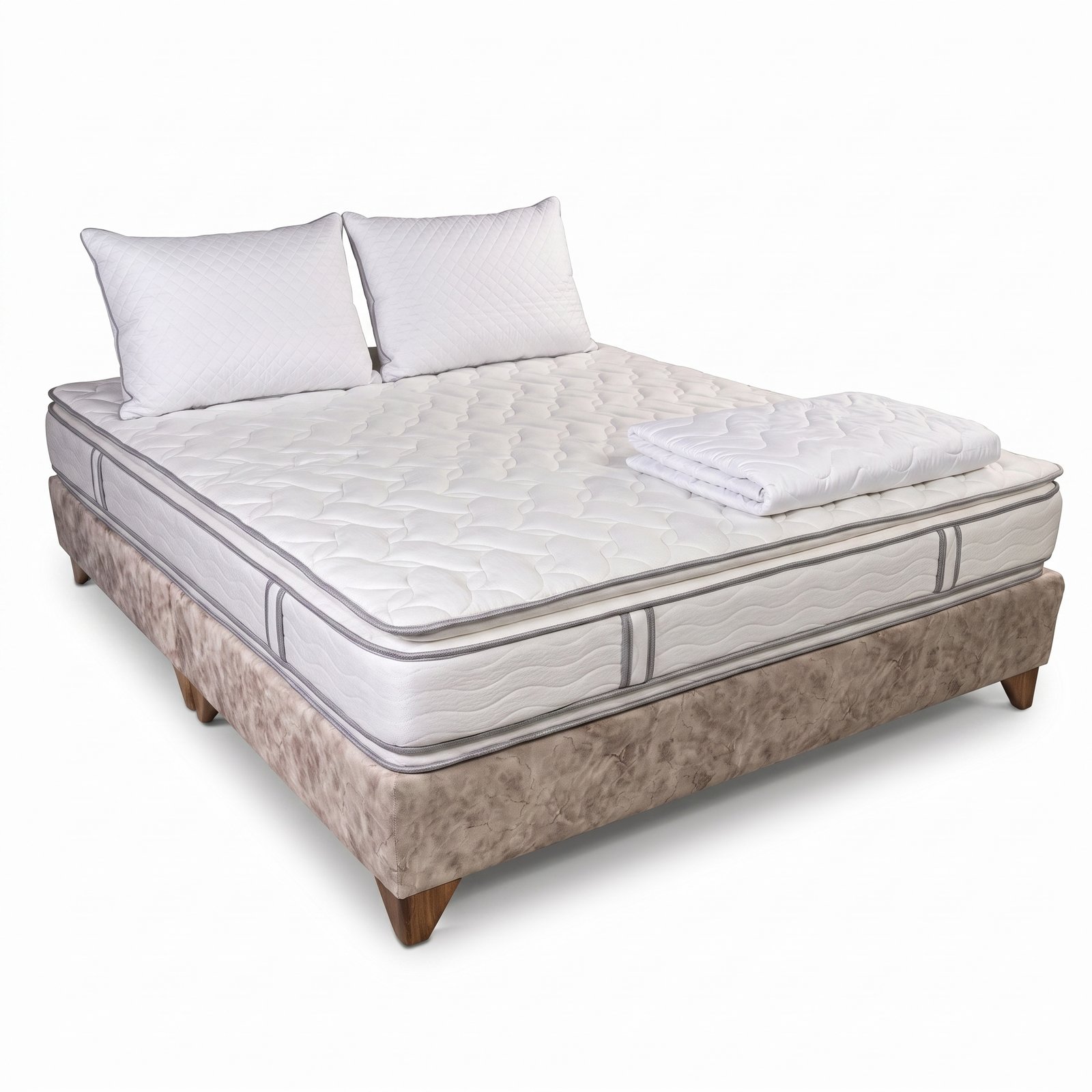 Combo Dream Ambar | Base Tapizada + Colchón + Protector + 2 Almohadas